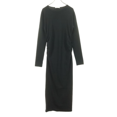 美品 ZARA ザラ 長袖 コットン ギャザー ロングワンピース L ブラック
