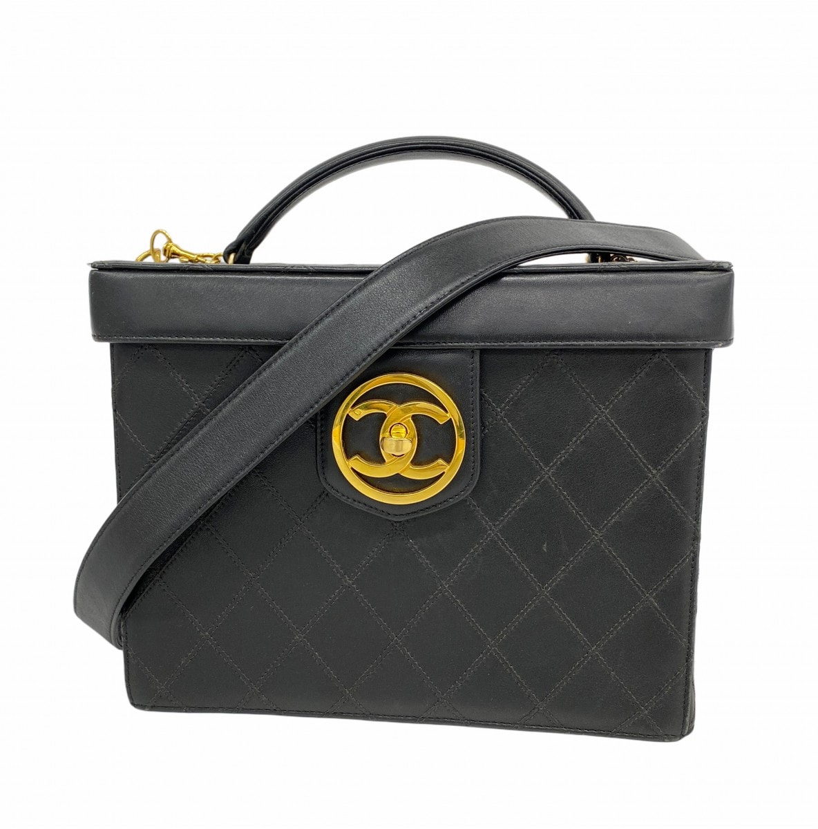 ★最終価格★SALE【6cd5131-k】シャネル バニティバッグ ビコローレ ラムスキン ブラック ゴールド金具 2wayバッグ【中古】レディース