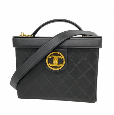 ★最終価格★SALE【6cd5131-k】シャネル バニティバッグ ビコローレ ラムスキン ブラック ゴールド金具 2wayバッグ【中古】レディース