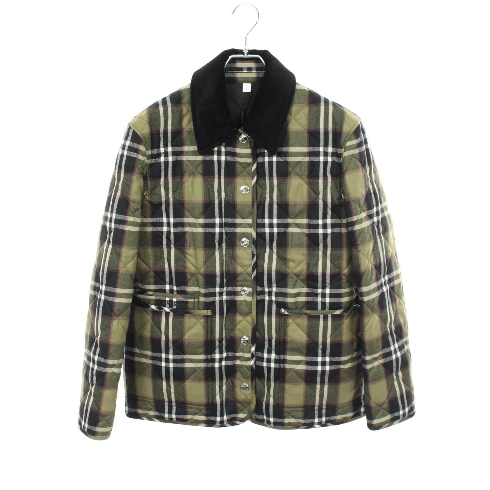 バーバリー BURBERRY チェック 襟コーデュロイ切替 衣料品 アウター ウール レディース カーキ系 / マルチカラー 8055437 【中古】