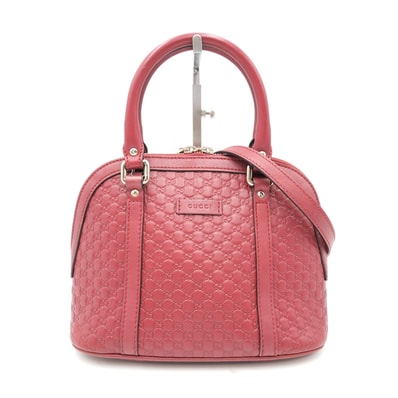 GUCCI(グッチ)マイクログッチシマ 2WAYハンドバッグ ショルダーバッグ レッド レザー ゴールド金具 449654 レディース【中古】