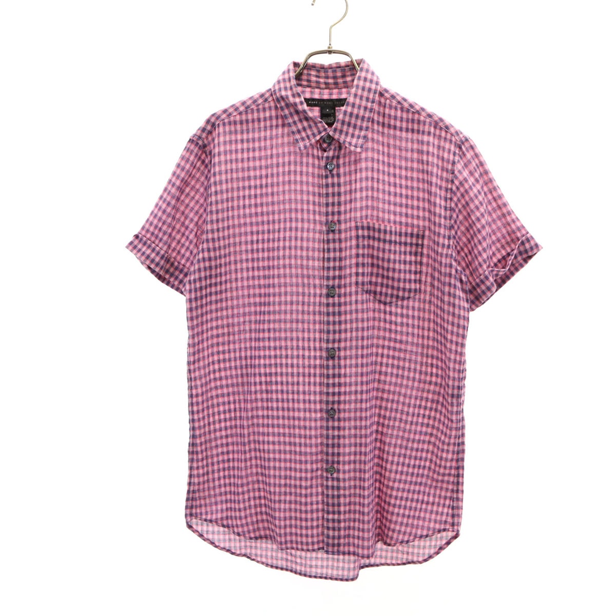 MARC BY MARC JACOBS マークバイマークジェイコブス チェック柄 半袖 シャツ S ピンク