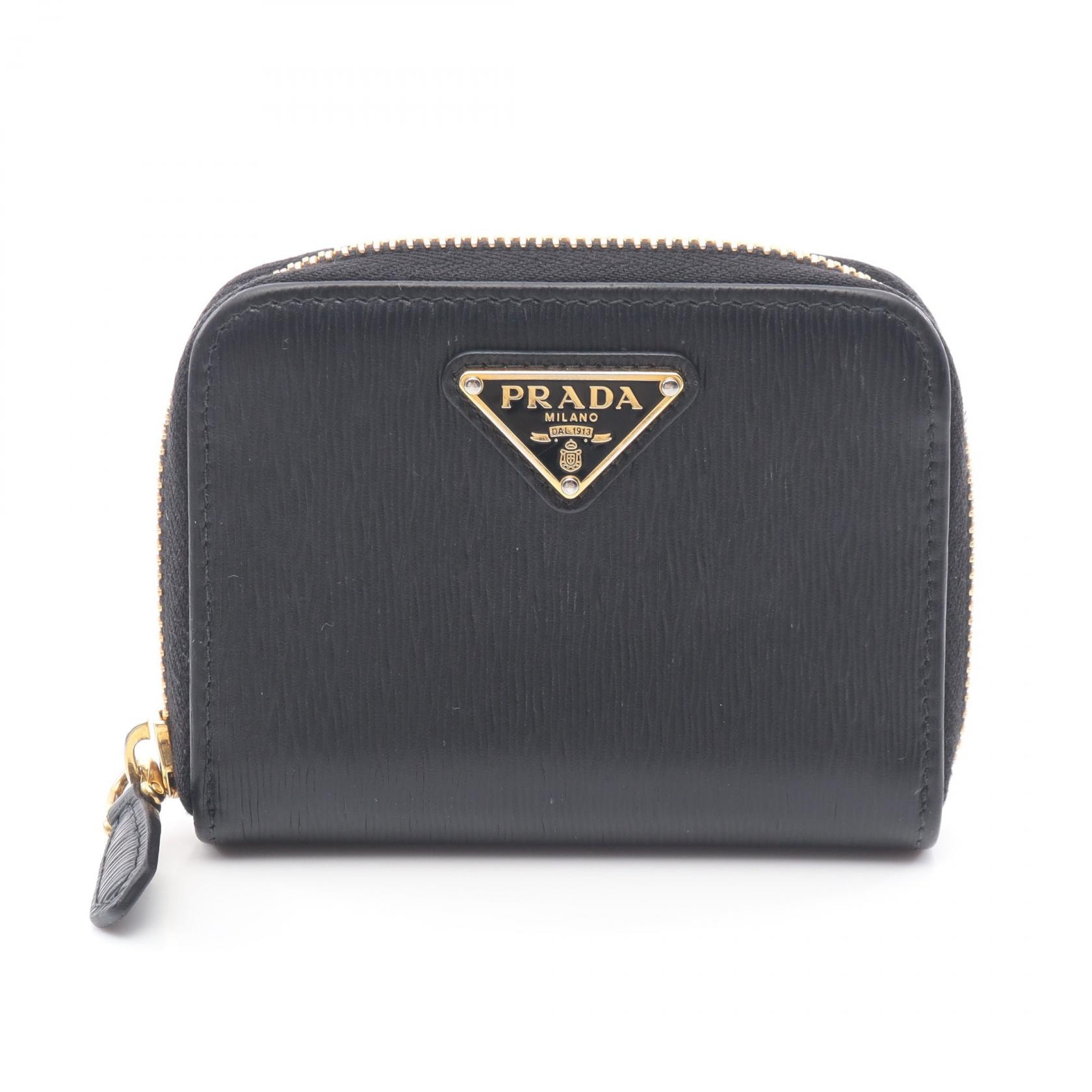 プラダ PRADA VITELLO MOVE コインケース 財布 サフィアーノレザー レディース ブラック系 1MM268 【中古】