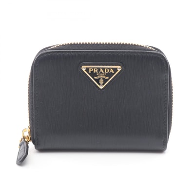 プラダ PRADA VITELLO MOVE コインケース 財布 サフィアーノレザー レディース ブラック系 1MM268 【中古】