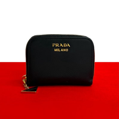 PRADA プラダ ロゴ 金具 レザー コインケース ブラック
36337