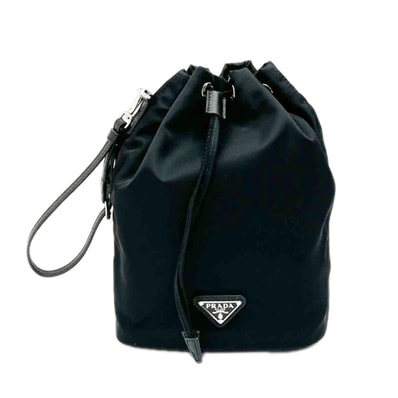 PRADA プラダ 巾着バッグ ナイロン カバン ポーチ レディース 黒 ブラック