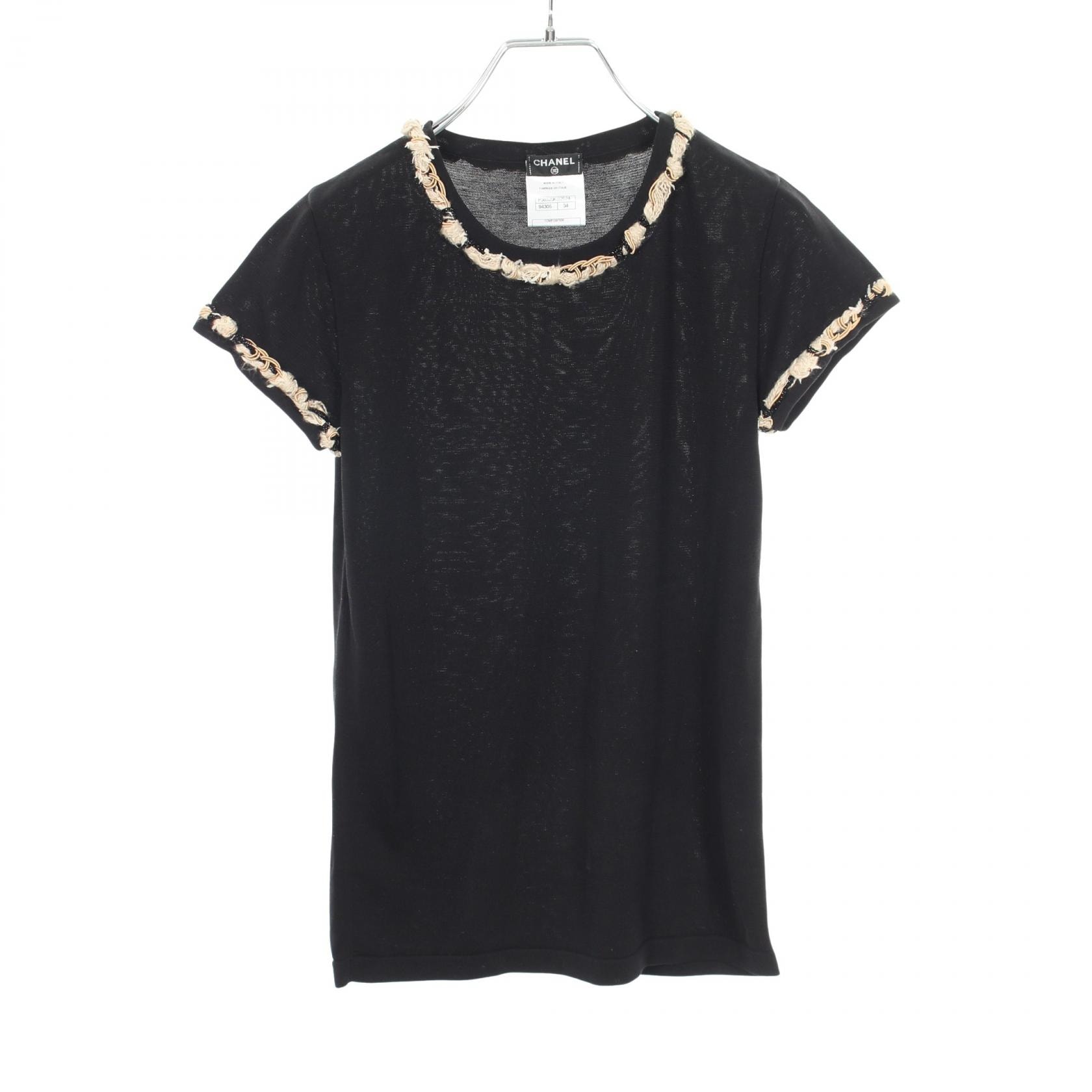 シャネル CHANEL 半袖 ニット 衣料品 トップス コットン レディース ブラック系 P38529K0Z624 【中古】