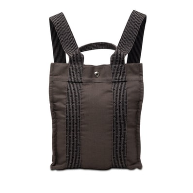 エルメス エールライン アドPM リュック バックパック ブラック グレー キャンバス レディース HERMES 【中古】