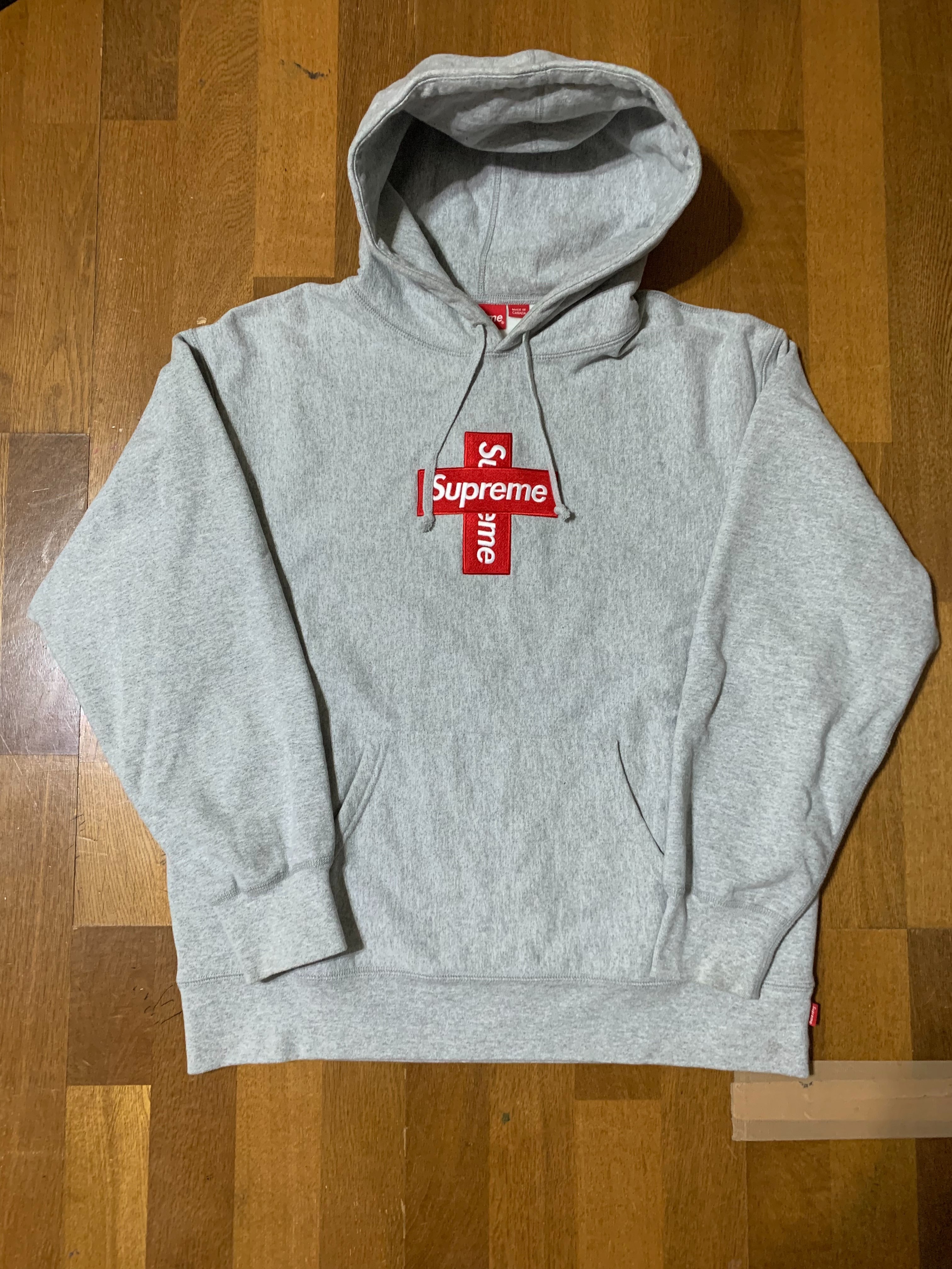 Supreme Cross Box Logo Hooded Sweatshirt "Grey"