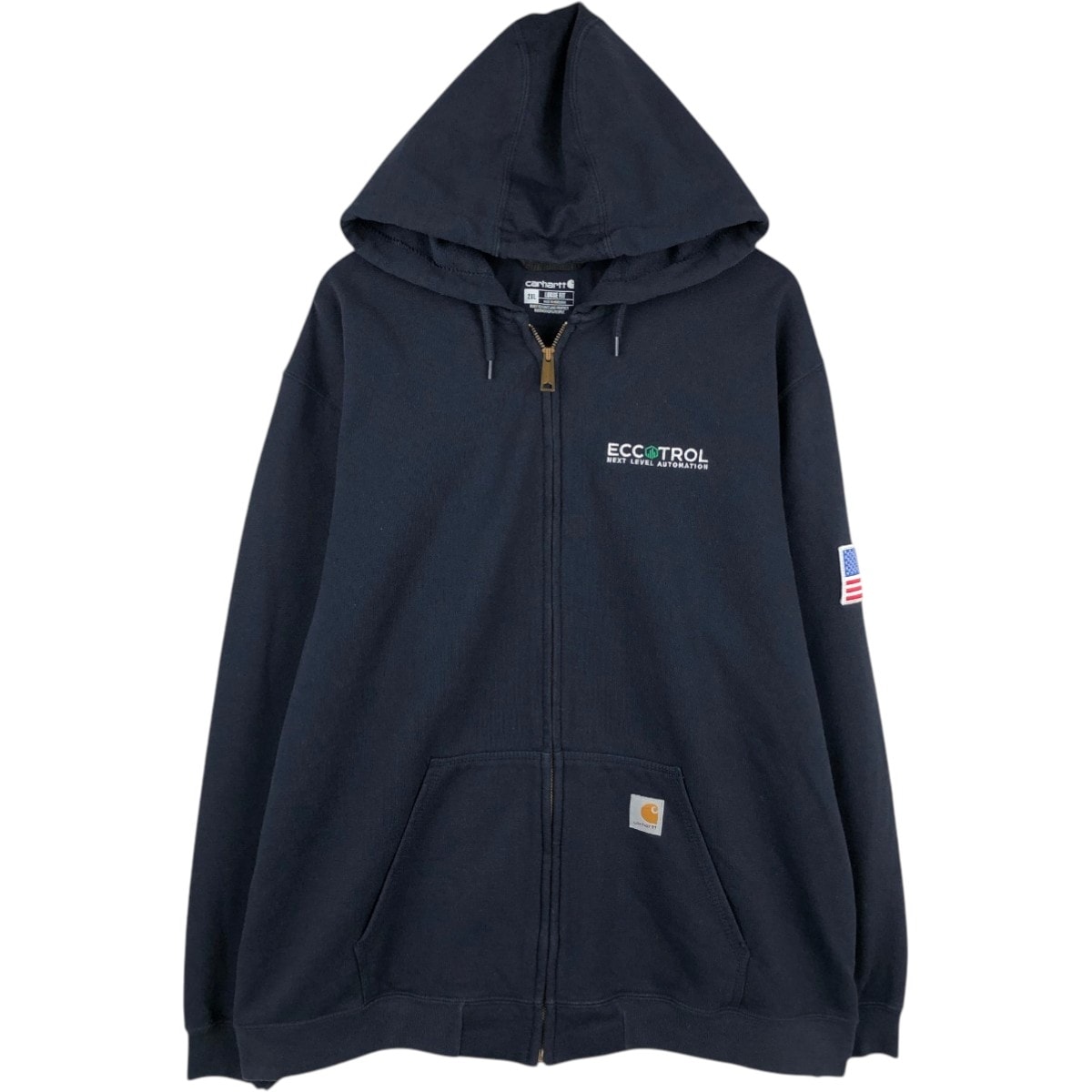 古着 カーハート Carhartt Loose Fit 星条旗柄 ECCOTROL アドバタイジング スウェットフルジップパーカー メンズXXL相当/eaa664005