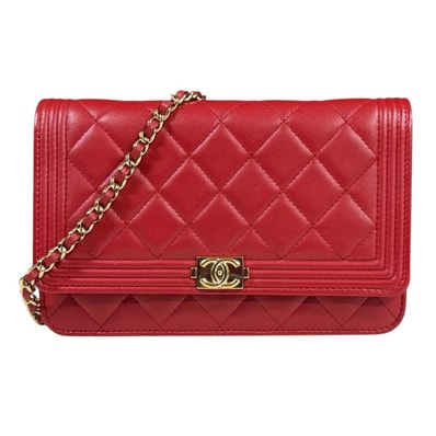 シャネル ボーイシャネル ショルダーバッグ レザー レッド レディース CHANEL 中古