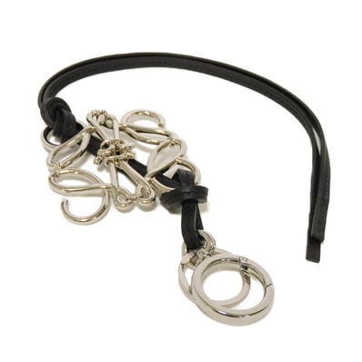 LOEWE ロエベ アナグラム チャーム クラシック カーフ シルバー キーフック キーリング ロゴ ブラック キーホルダー C821232X02