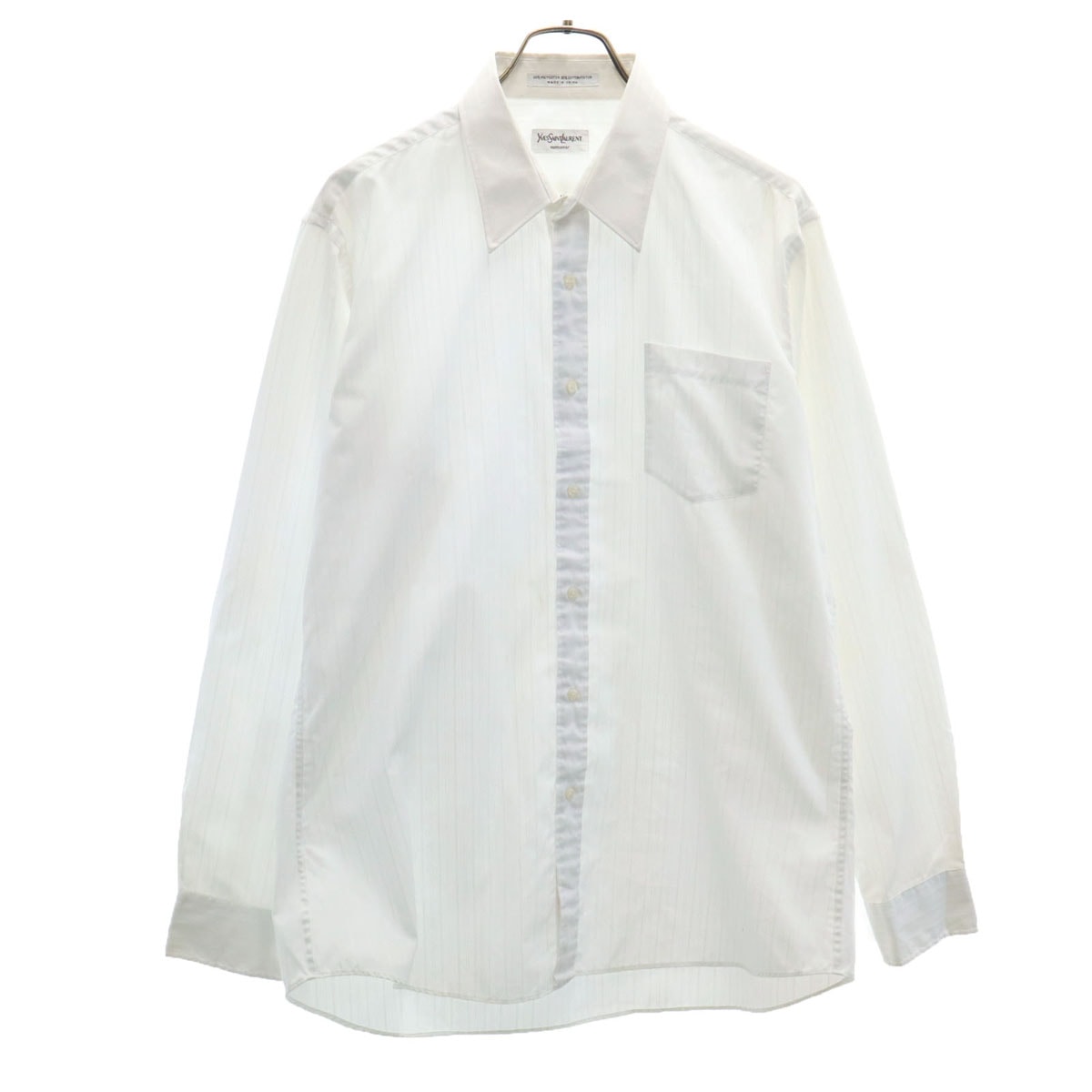 YVES SAINT LAURENT イヴサンローラン 90s オールド ストライプ柄 長袖 シャツ 161/2 ホワイト