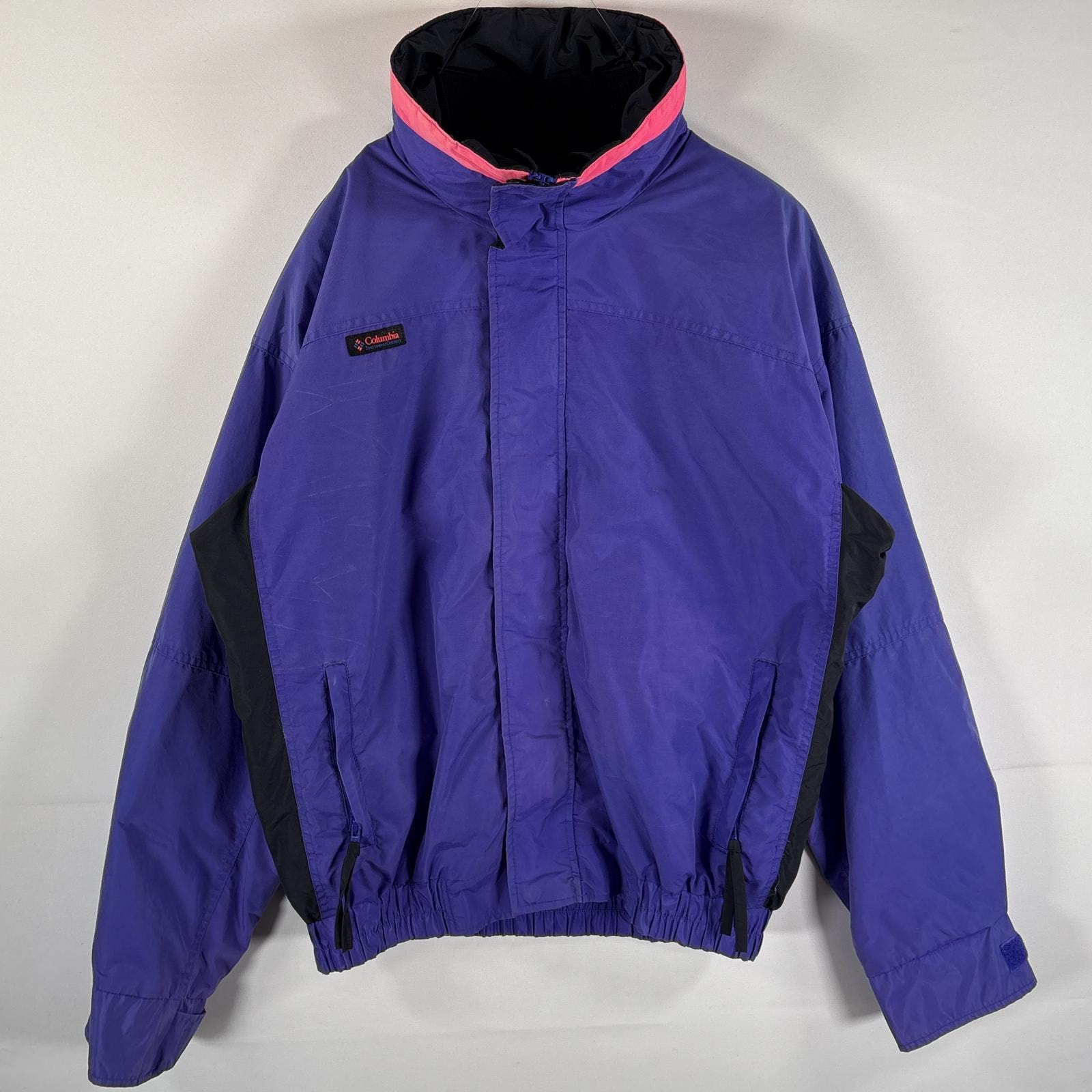 古着 90's/90年代 コロンビア Columbia ナイロンジャケット ワンポイントロゴ バガブー フルジップ M  パープル マルチカラー メンズ