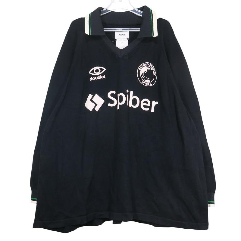 DOUBLET ダブレット TEAM SPIBER FOOTBALL KNITWEAR 25SS54KN183 チーム スパイバー フットボール ニットウェア ブラック トップス セーター サイズFREE