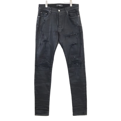 アミリ MX1 クラッシュ加工 コーティング デニムパンツ/ 34