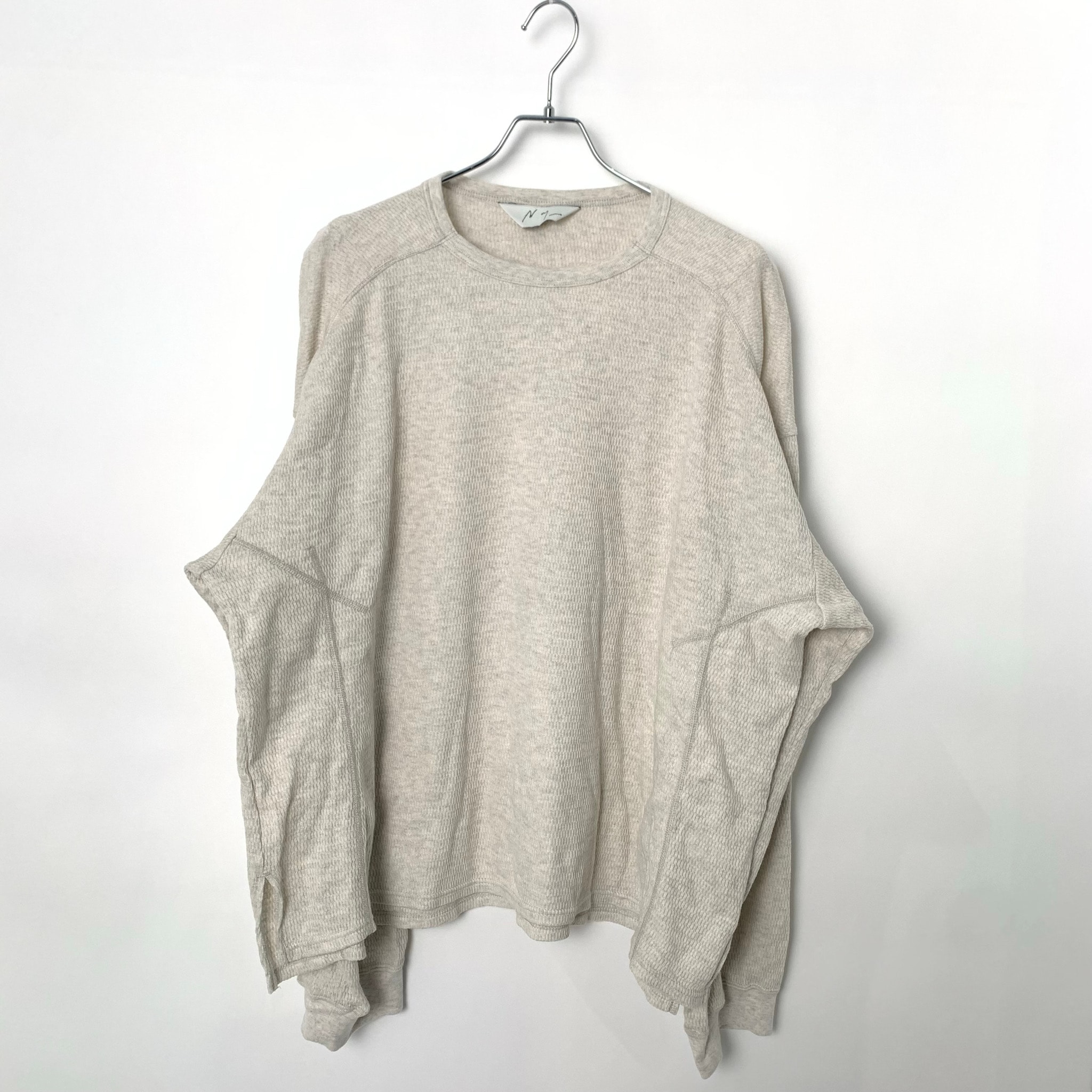 ANCELLM Waffle Crew Neck LS "Heather White"