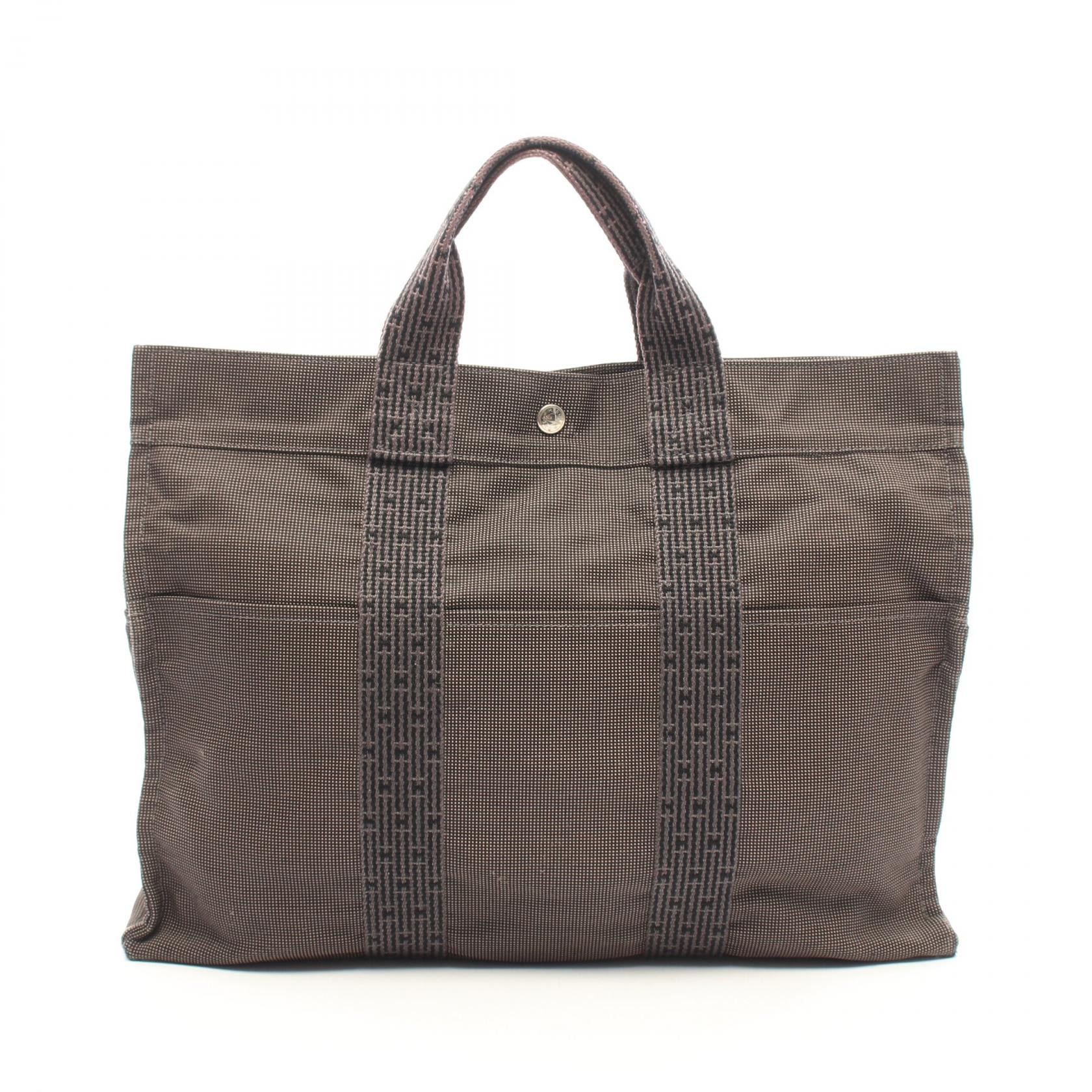 エルメス HERMES エールラインMM トートバッグ バッグ キャンバス メンズ レディース グレー系 【中古】