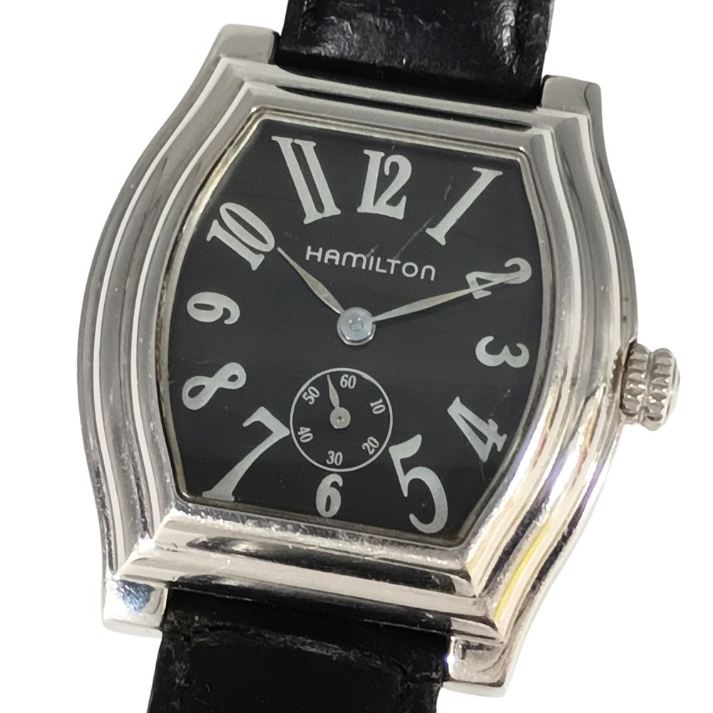 HAMILTON ハミルトン ダッドソン ミニ ブラックダイヤル スモールセコンド クォーツ ベルト社外 バックル欠損 腕時計 C996
