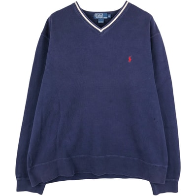 古着 ラルフローレン Ralph Lauren POLO by Ralph Lauren Vネック ワンポイントロゴスウェットシャツ トレーナー メンズXL相当/eaa599601
