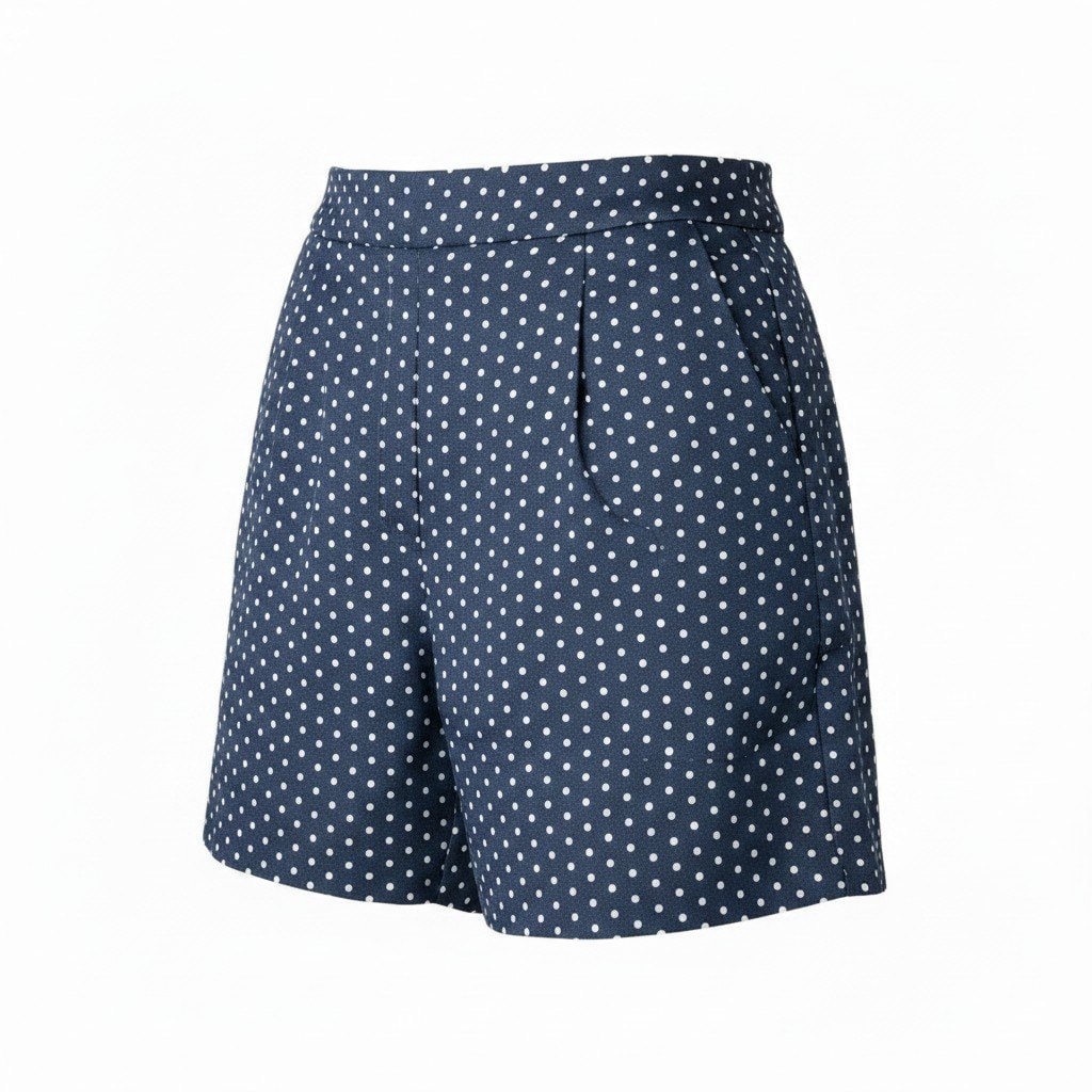 超美品 Christian Dior クリスチャンディオール ドット柄 ネイビー コットン シルク/ ショートパンツ A3-00416 【中古】