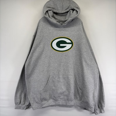 古着 リーボック Reebok スウェット プルオーバー プリント NFL パッカーズ 大きいサイズ パーカー ロゴ 2XL グレー系 メンズ