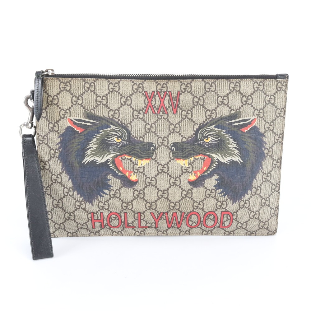 ■美品 グッチ GGスプリームダブル ウルフ 473904 セカンドバッグ