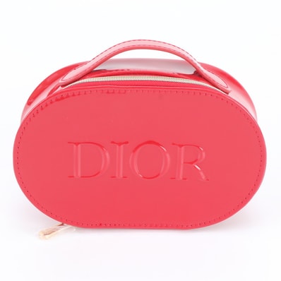 ■美品 ディオール ロゴ バニティ ハンド バッグ レッドポーチ