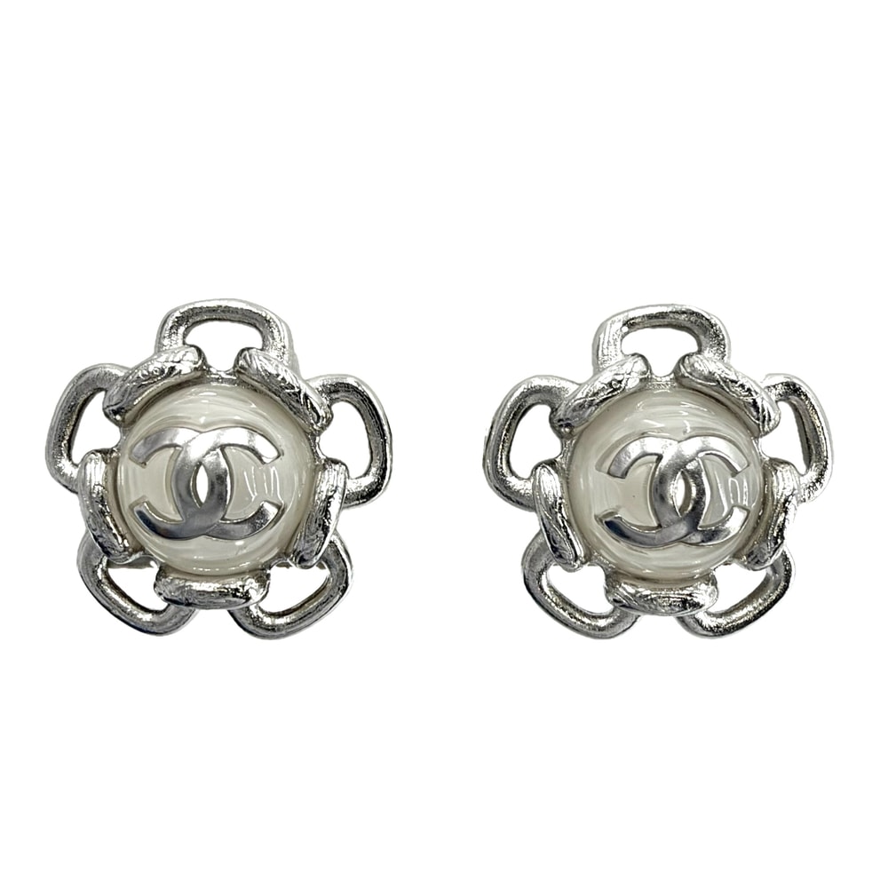 CHANEL シャネル ピアス ココマーク フラワーモチーフ アクセサリー メタル F24B レディース 約6.3g 2024年【中古品】