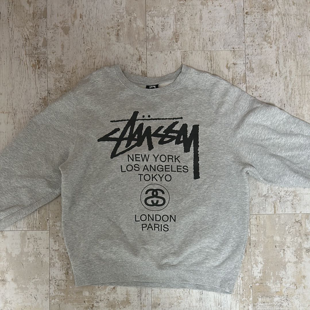 Stussy World Tour SS24 Crew "Ash Heather"