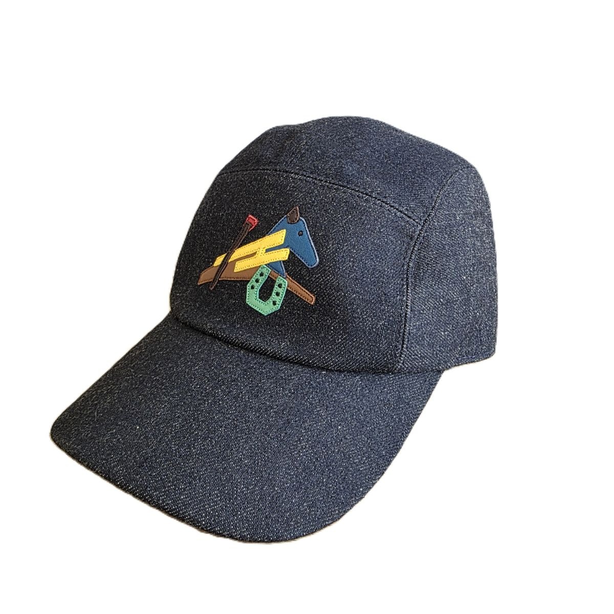 HERMES エルメス ネバダ ネヴァダパズルエスケトル キャップ パズル エスケトル  帽子 セリア デニム キャップ コットン インディゴブルー  メンズ【中古】