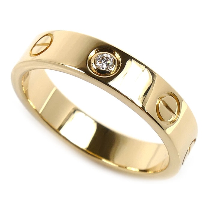 CARTIER カルティエ K18YG イエローゴールド ミニラブ 1Pダイヤ リング・指輪 B4056151 11号 51 4.5g レディース【中古】【美品】