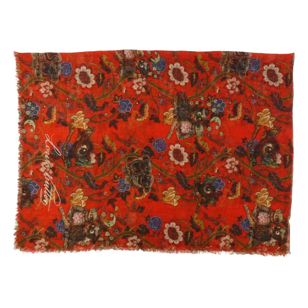 LOUIS VUITTON ルイ・ヴィトン ストール 13AW × Chapman Brothers チャップマンブラザーズ カシミヤ シルク 大判ストール レッド系【中古】