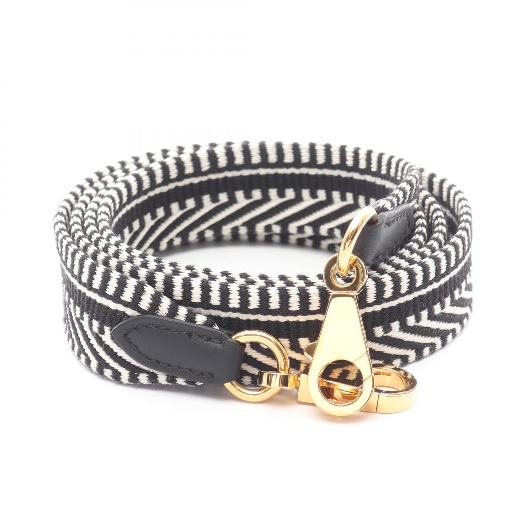 エルメス HERMES バンドリエール サングル カヴァル ショルダーストラップ アクセサリー キャンバス レザー トワル / ヴォースイフト トワル ホワイト W刻印(2024年製造) レディース ブラック系 / ホワイト系 【中古】