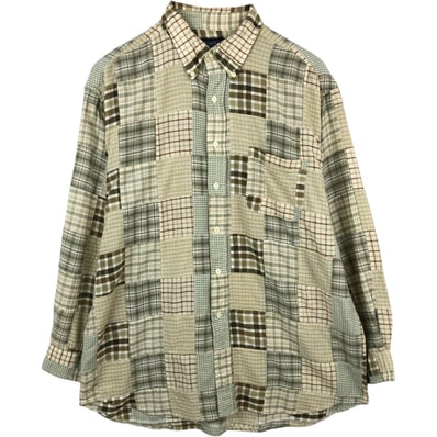 古着 ブルックスブラザーズ Brooks Brothers パッチワーク 長袖 ボタンダウンチェックシャツ メンズL相当/eaa666215