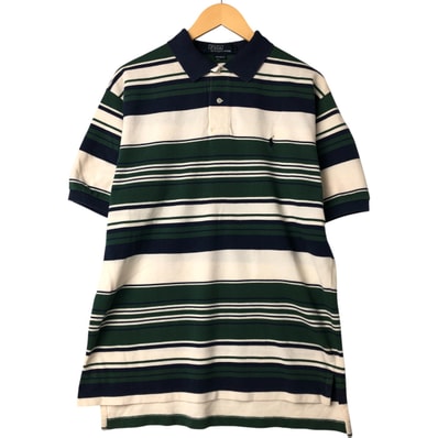 古着 ラルフローレン Ralph Lauren POLO by Ralph Lauren マルチボーダー 半袖 ボーダー ポロシャツ メンズL相当/eaa543031