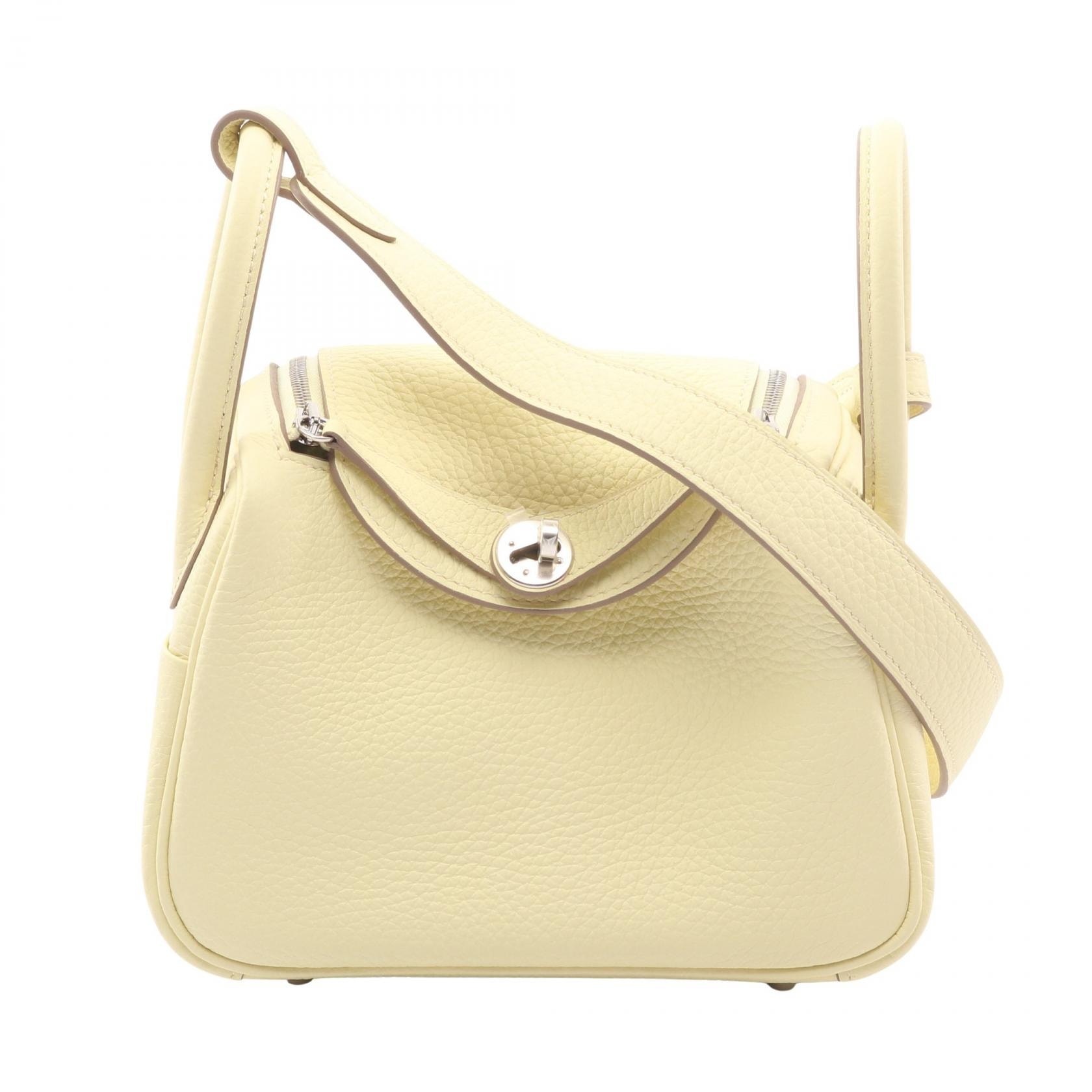エルメス HERMES リンディ ミニ ヴェルソ ショルダーバッグ バッグ レザー トリヨンクレマンス トリヨンクレマンス ベトン W刻印(2024年製造) レディース イエロー系 / アイボリー系 / ジョーヌミルトン 【中古】