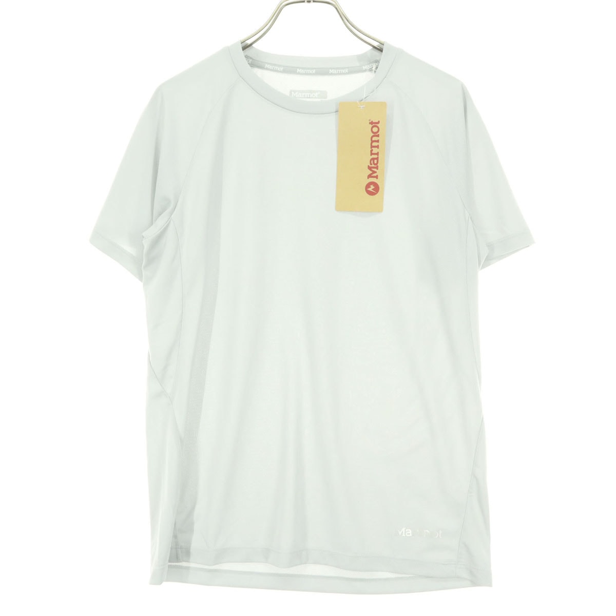 未使用 MARMOT マーモット ワンポイントロゴ 半袖 薄手 Tシャツ L ライトグレー W's climb Skin HS crew