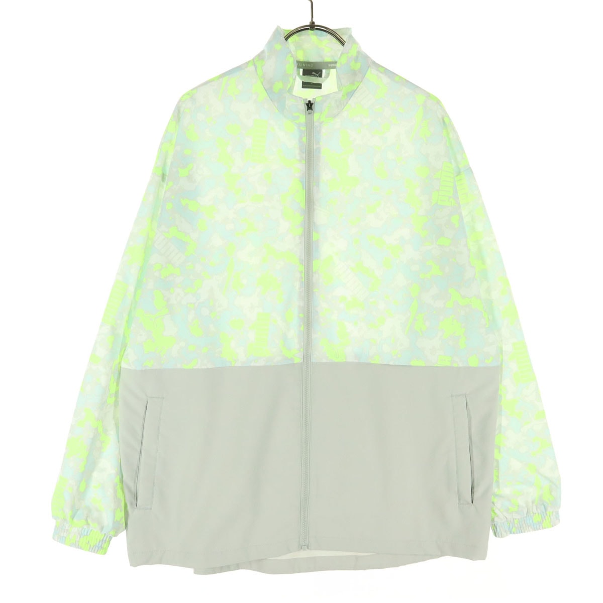 美品 PUMA プーマ 総柄 長袖 ナイロンジャケット XL グレー系