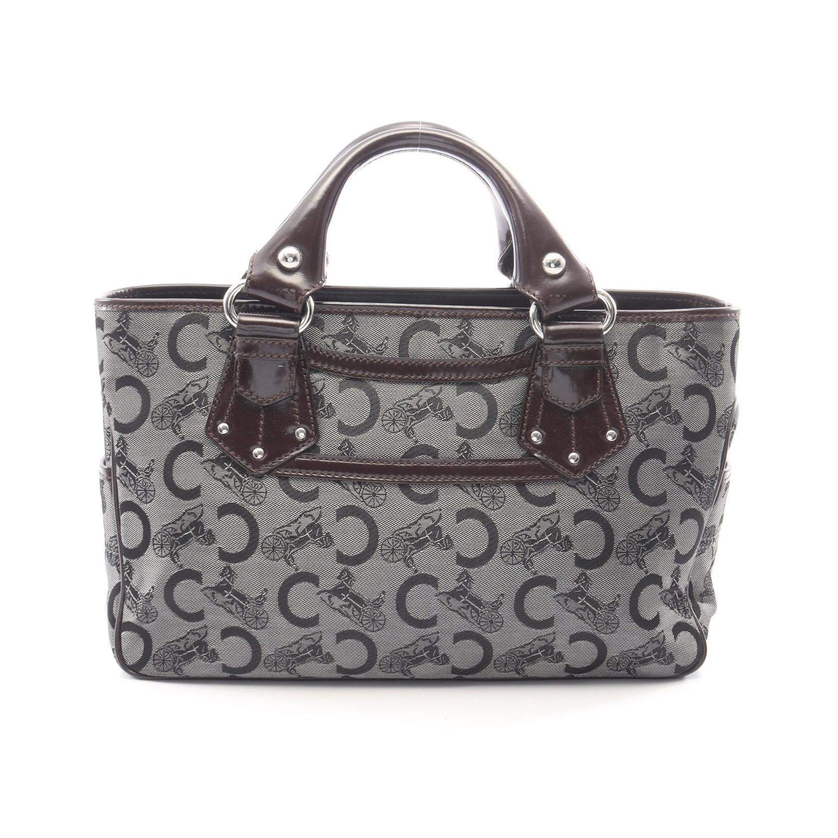 セリーヌ CELINE ブギーバッグ Cサルキー ハンドバッグ バッグ キャンバス レザー レディース グレー系 / ブラウン系 【中古】