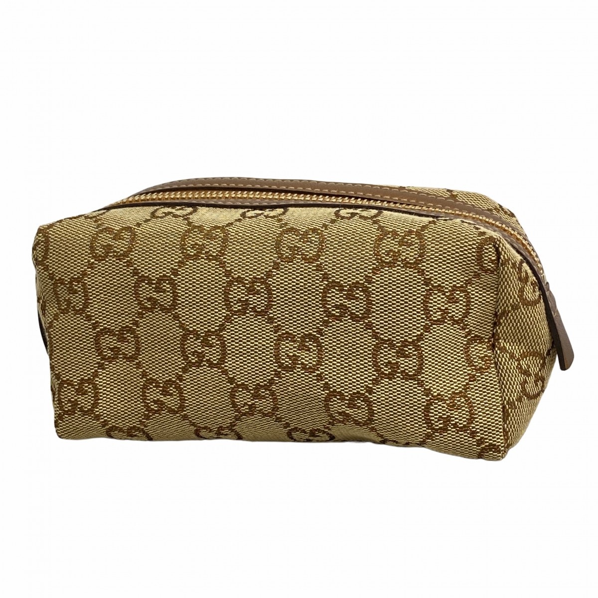 【6cd5675-k】グッチ ポーチ GGキャンバス 153228 キャンバス ベージュ シャンパンゴールド金具【中古】レディース