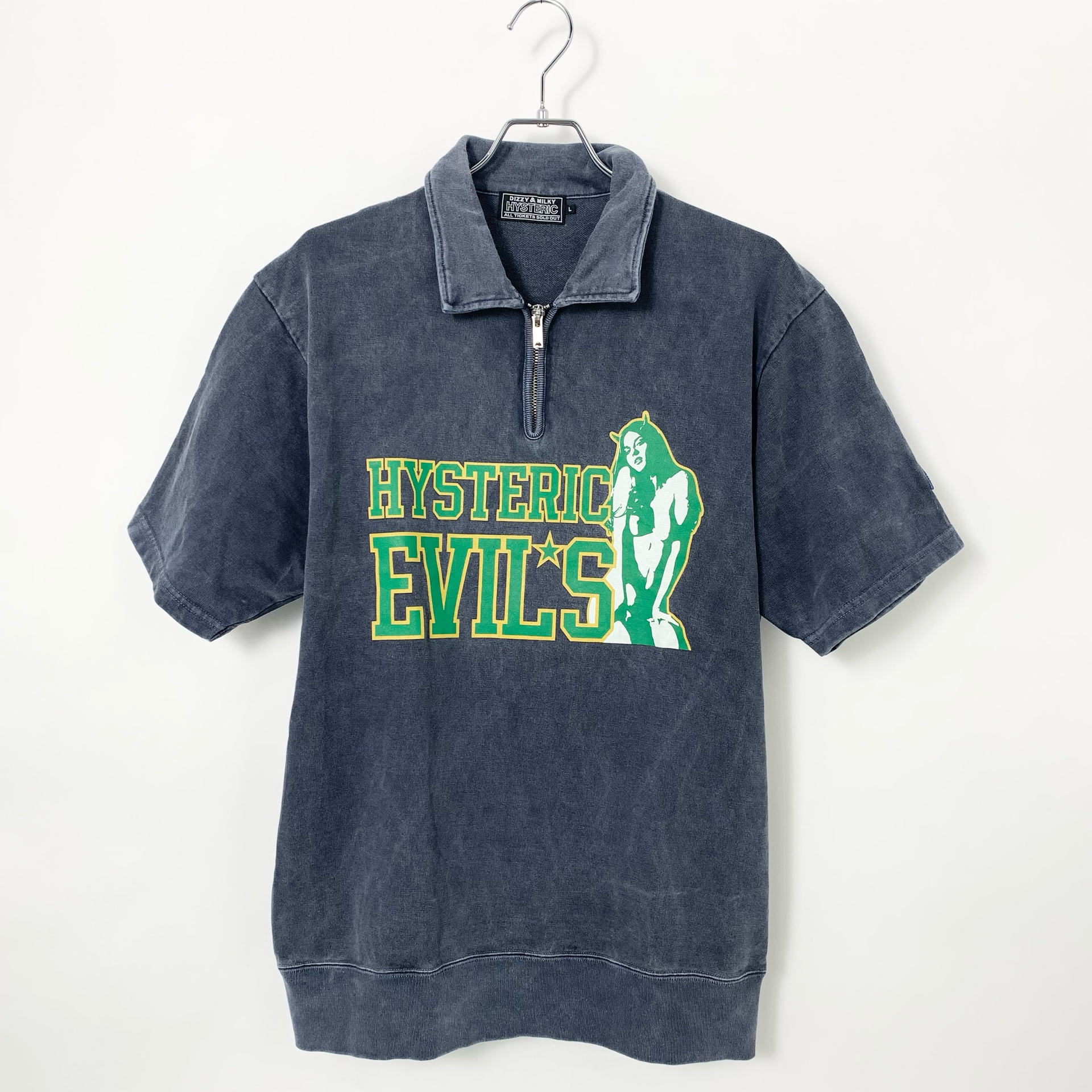 HYSTERIC GLAMOUR Hysteric Evil'S Collared Sweatshirt "Navy"