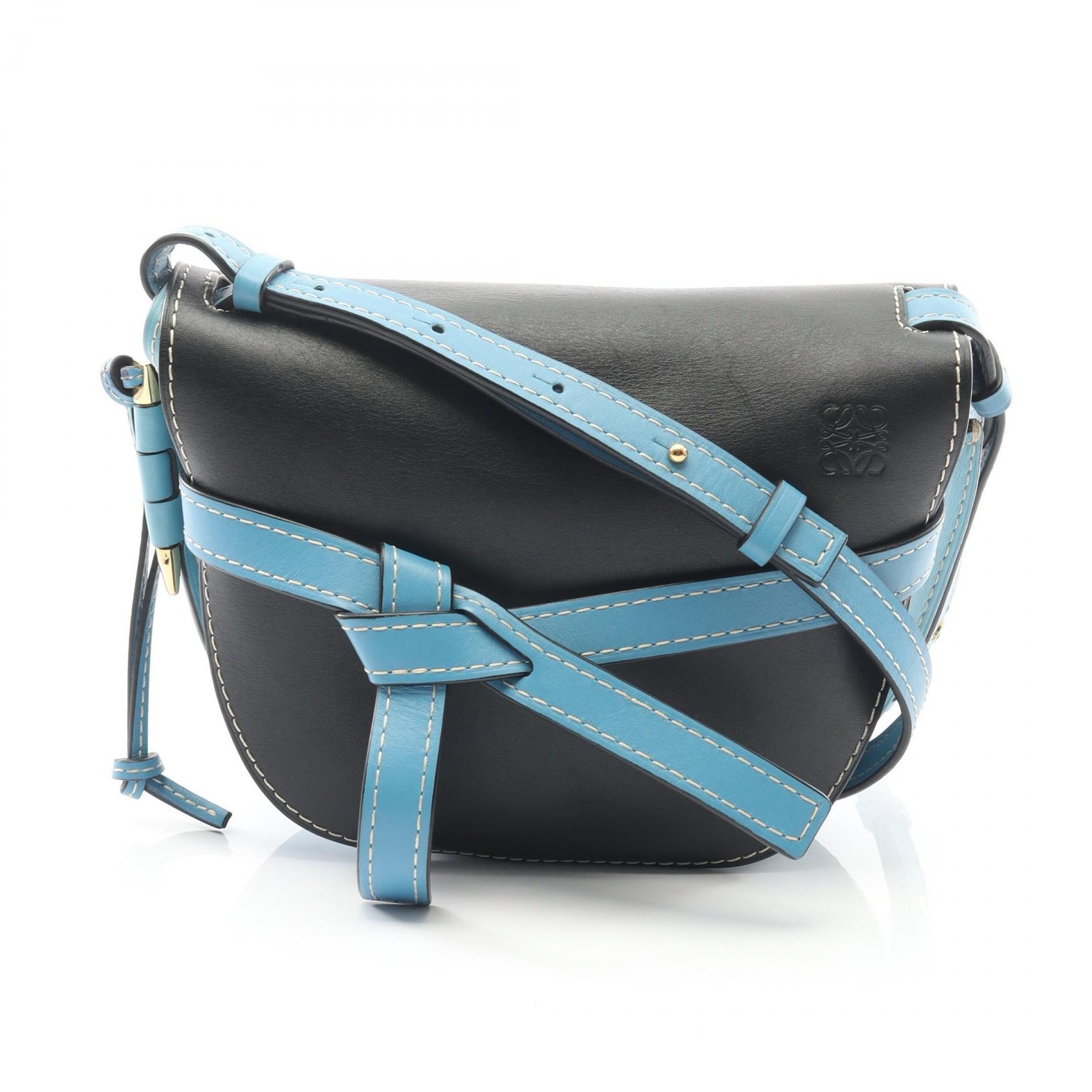 ロエベ LOEWE GATE BAG ゲートバッグ スモール ショルダーバッグ バッグ レザー レディース ブルー系 / ブラック系 【中古】