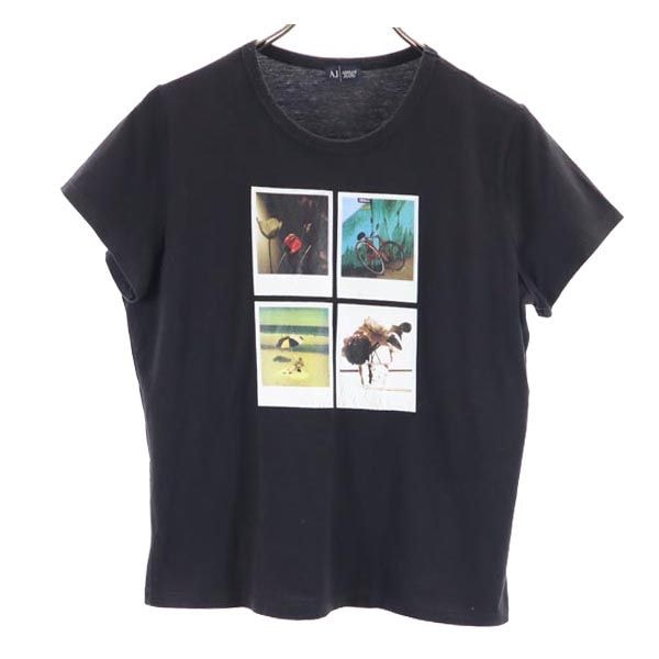 ARMANI JEANS アルマーニジーンズ イタリア製 フォト風 プリント 半袖 Tシャツ I 46 黒