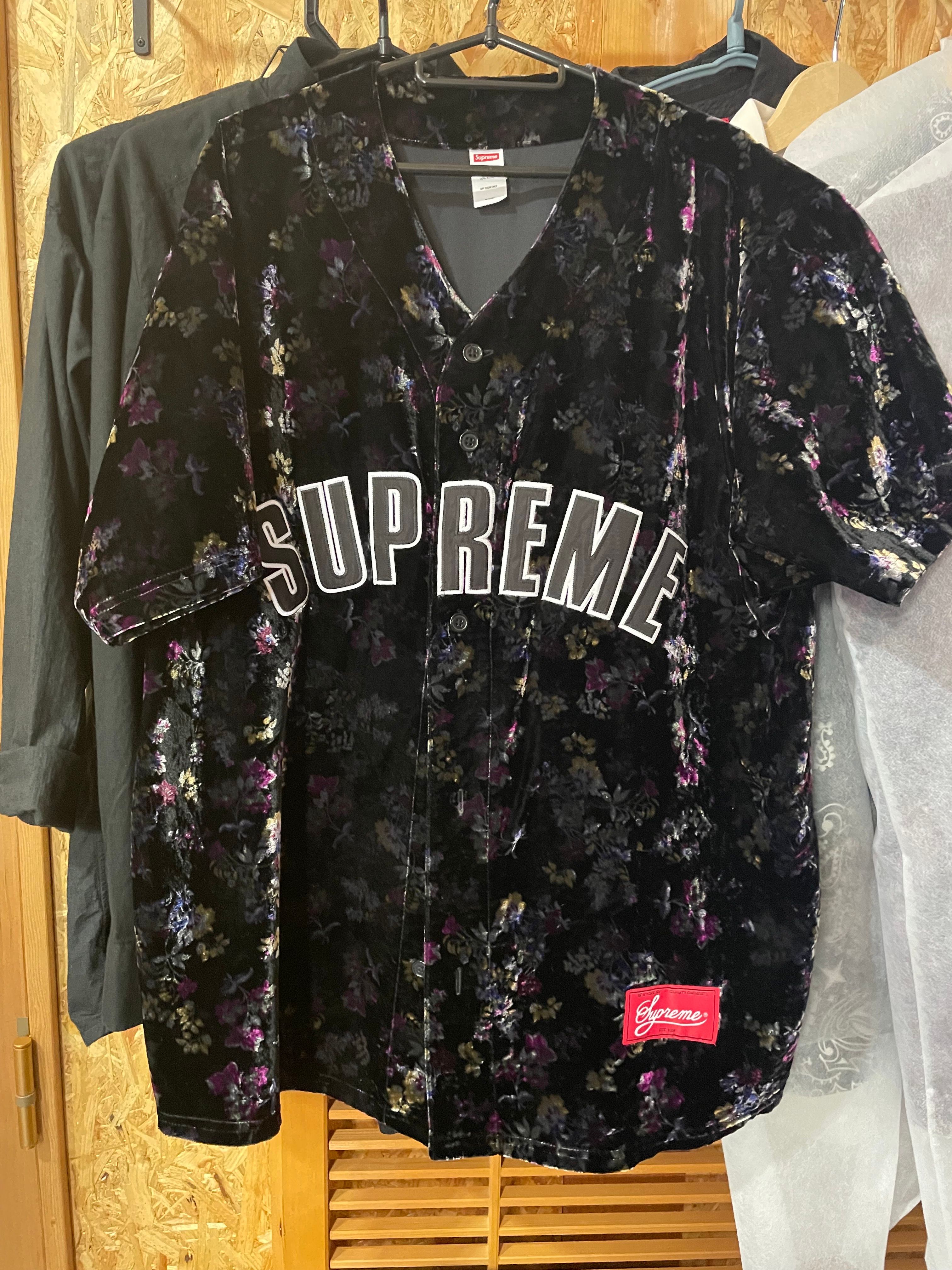 Supreme Floral Velour Baseball Jersey 
