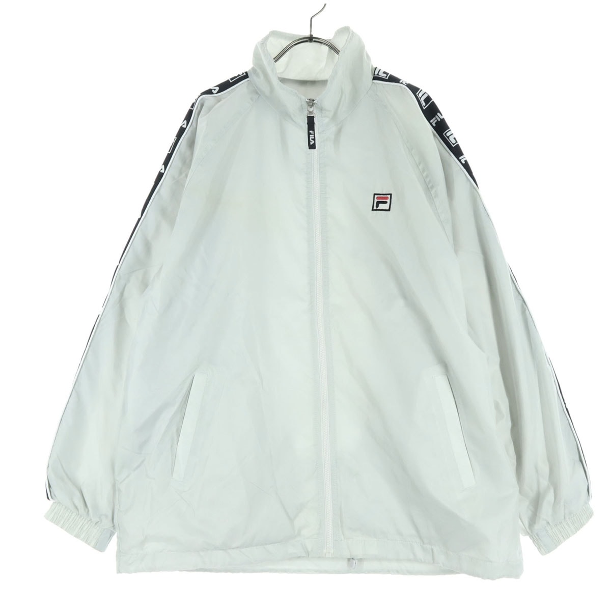 FILA フィラ ワンポイントロゴ 長袖 ナイロンジャケット L ライトグレー