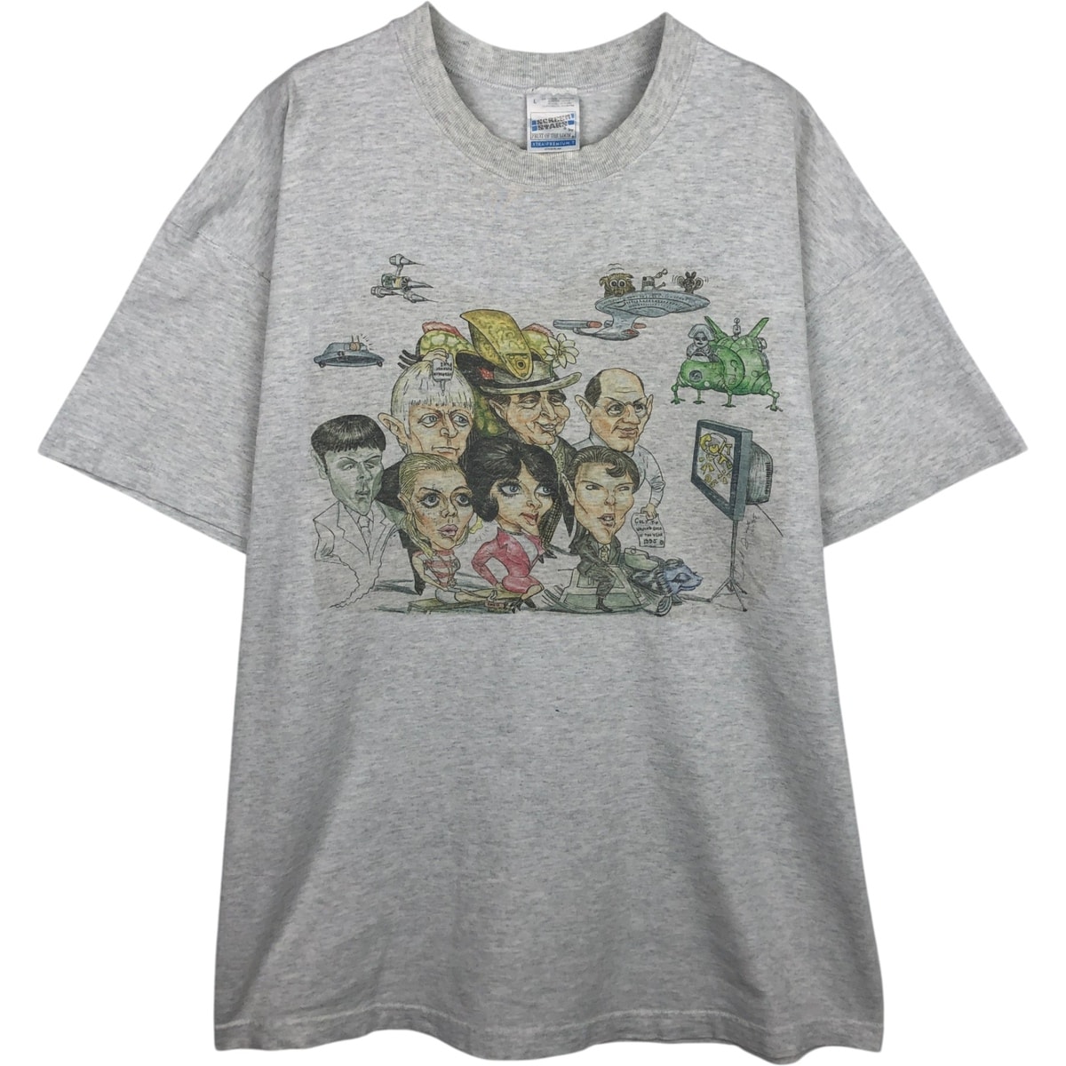 古着 90年代~ フルーツオブザルーム FRUIT OF THE LOOM SCREEN STARS スクリーンスターズ 風刺画 アートTシャツ アイルランド製 メンズL相当 ヴィンテージ/eaa638236