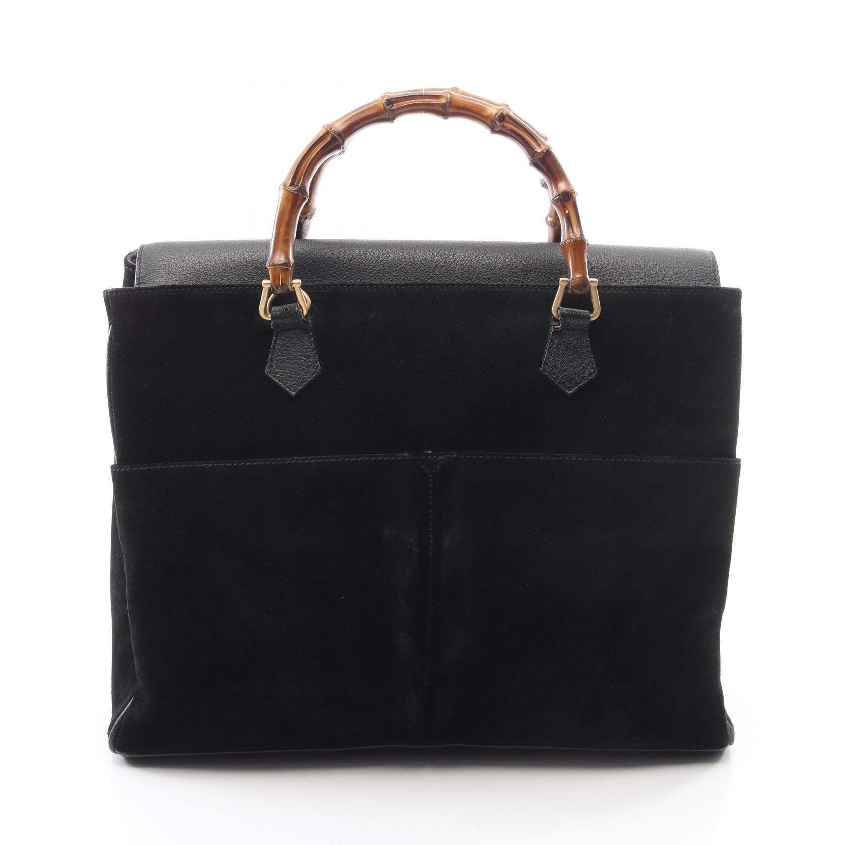 グッチ GUCCI バンブー 2WAY ハンドバッグ バッグ レザー スウェード メンズ ブラック系 002 125 0322 【中古】
