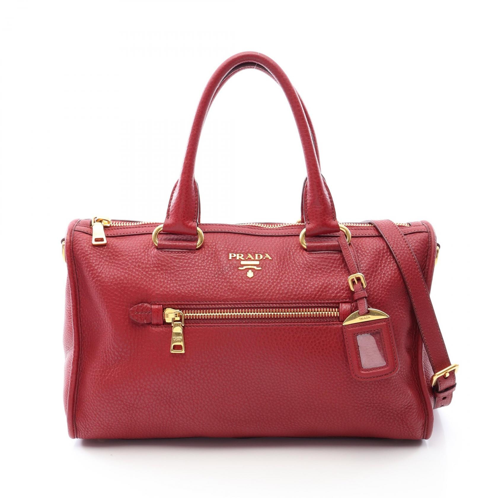 プラダ PRADA 2WAY ハンドバッグ バッグ レザー レディース レッド系 1BG044 【中古】