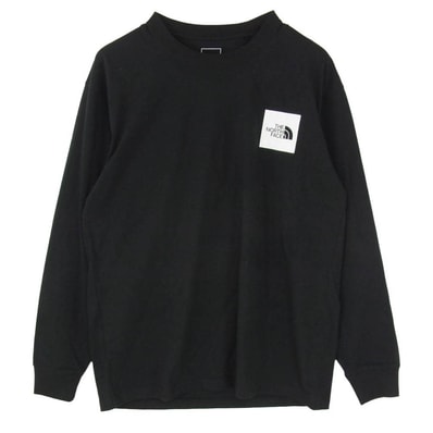 THE NORTH FACE ノースフェイス NT82334 L/S SQUARE LOGO Tee スクエアロゴ 長袖 カットソー ロングスリーブ Tシャツ ロンT ブラック系 XL【中古】